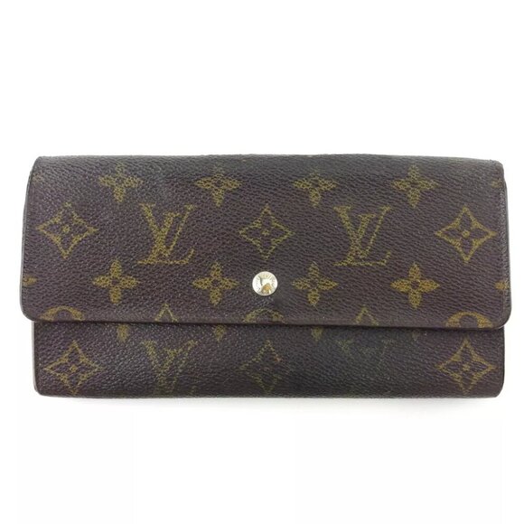 LOUIS VUITTON Long Wallet Monogram Beige Monogram Canvas Authentic USED T20427 - Picture 1 of 10